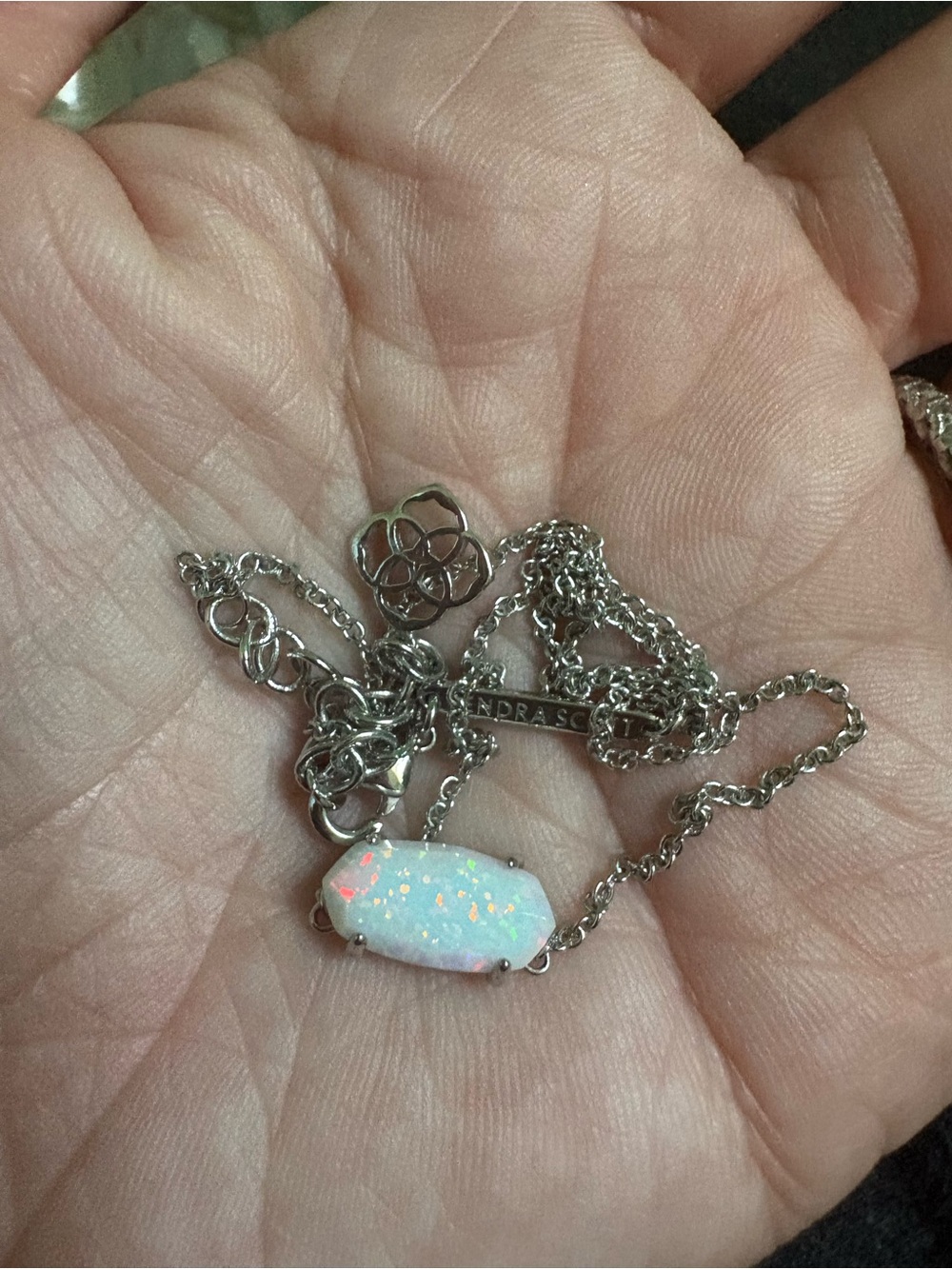 Kendra Scott Iridescent White Opal Bar Necklace $95